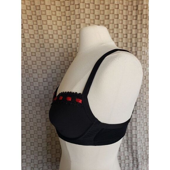 Women's Bra 38D Push up Embroidered Princess Balconette Black Bra 38D - Picture 4 of 6